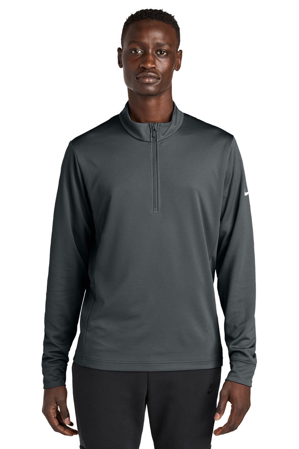 Nike NKHM8036 Mens Essential 1/4 Zip Sweatshirt Anthracite Grey Model Front