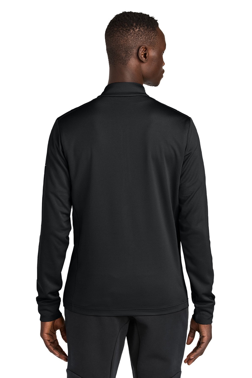 Nike NKHM8036 Mens Essential 1/4 Zip Sweatshirt Black Model Back