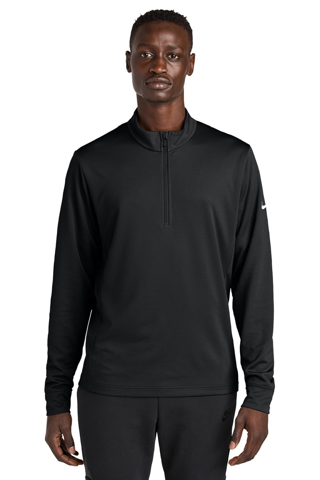 Nike NKHM8036 Mens Essential 1/4 Zip Sweatshirt Black Model Front