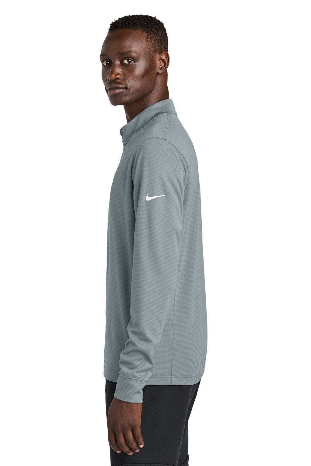 Nike NKHM8036 Mens Essential 1/4 Zip Sweatshirt Cool Grey Model Side