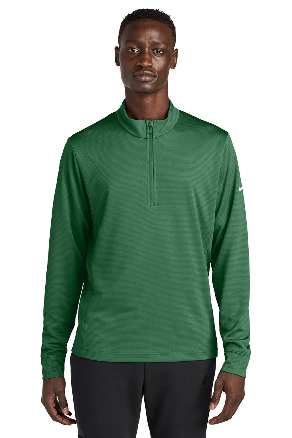 Nike NKHM8036 Mens Essential 1/4 Zip Sweatshirt Gorge Green Model Front