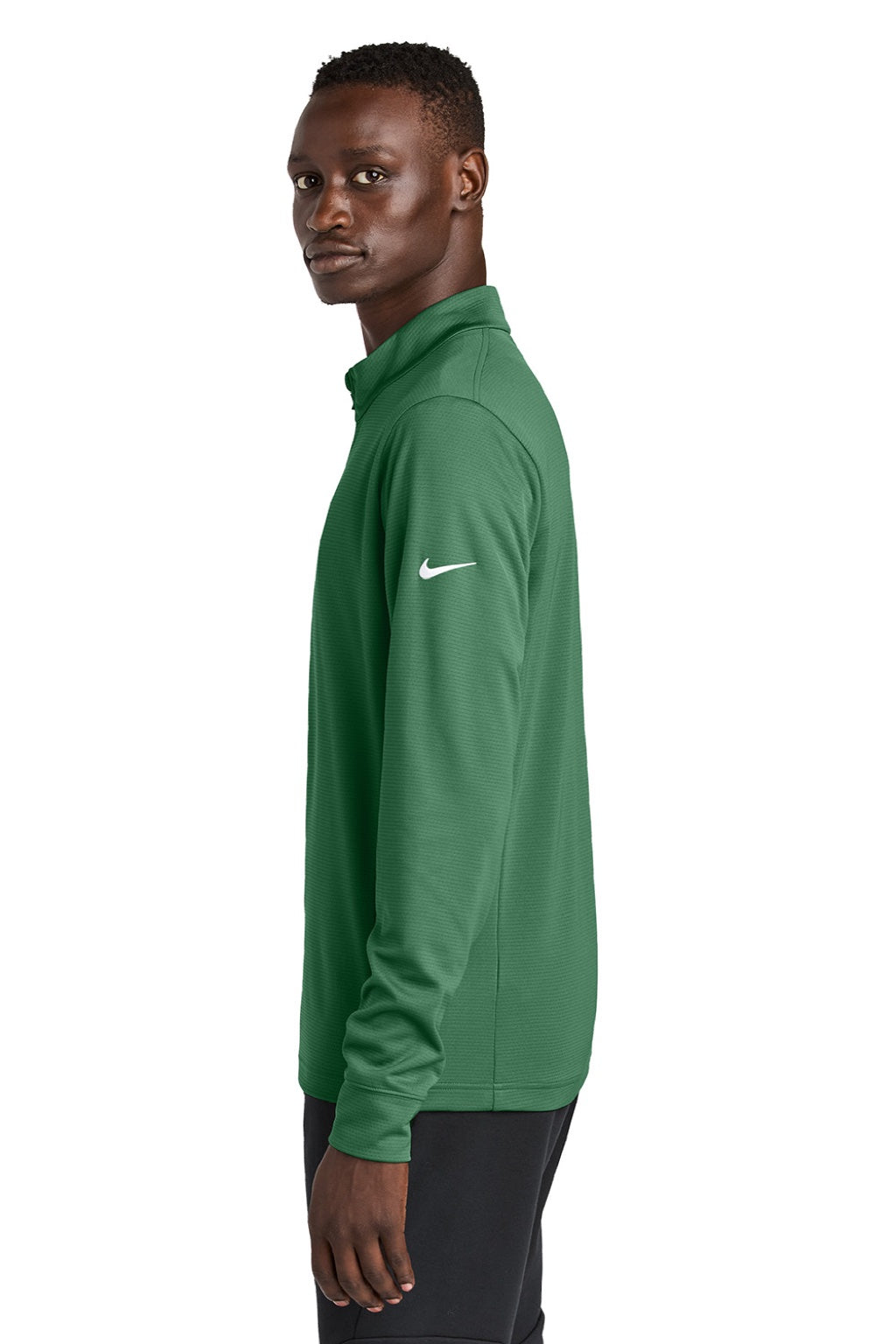Nike NKHM8036 Mens Essential 1/4 Zip Sweatshirt Gorge Green Model Side