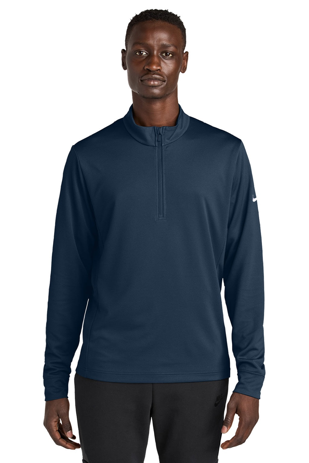 Nike NKHM8036 Mens Essential 1/4 Zip Sweatshirt Navy Blue Model Front