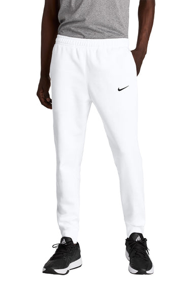 Nike NKHM8045 Mens Club Fleece Jogger Sweatpants w/ Pockets White Model Front