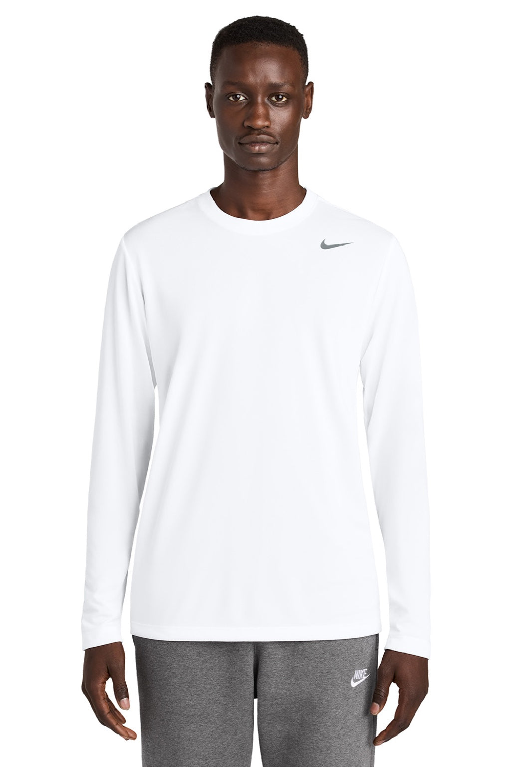 Nike NKHQ4550 Mens Team rLegend Long Sleeve Crewneck T-Shirt White Model Front