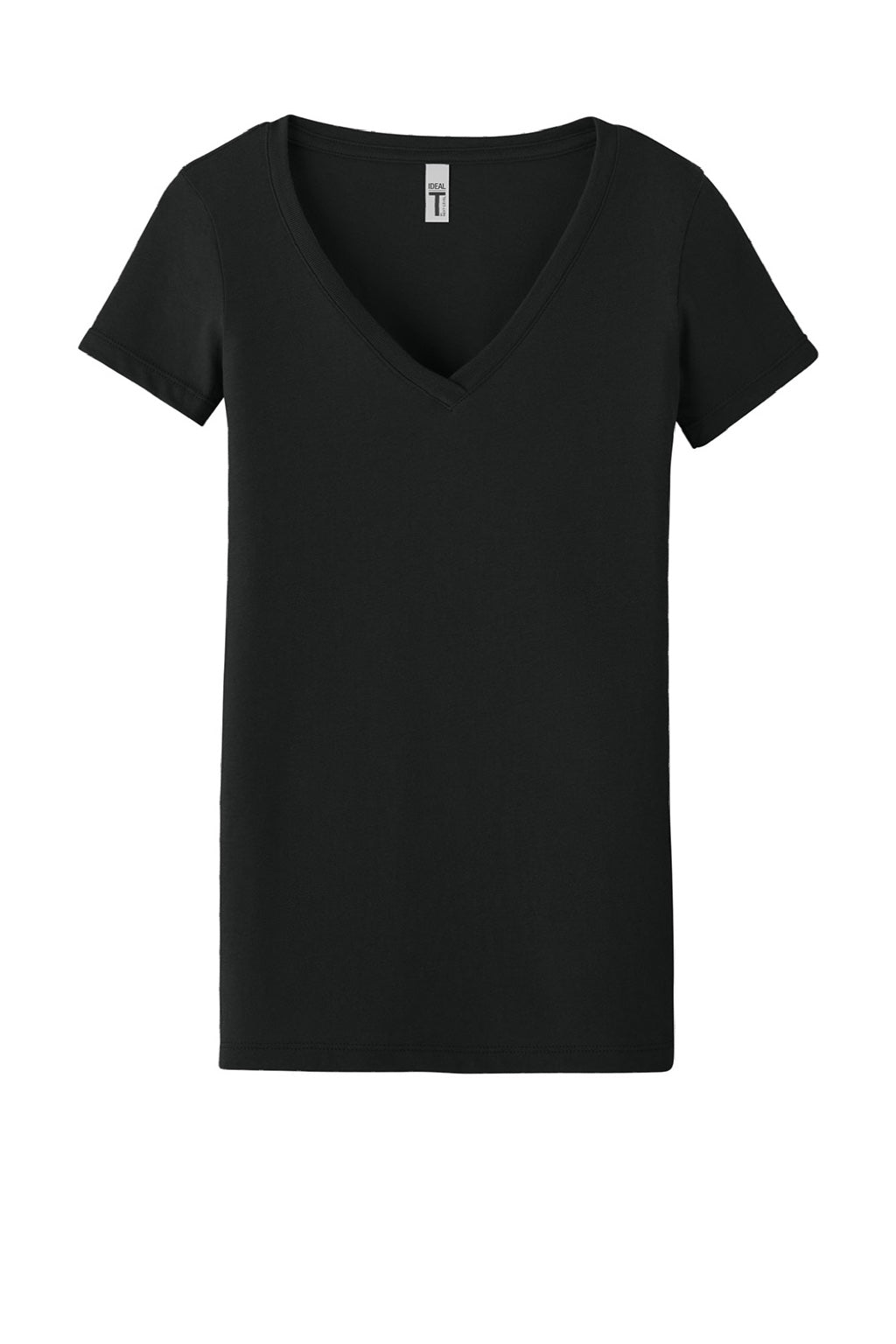Next Level NL1540/1540 Womens Ideal Jersey Short Sleeve V-Neck T-Shirt Black Flat Front