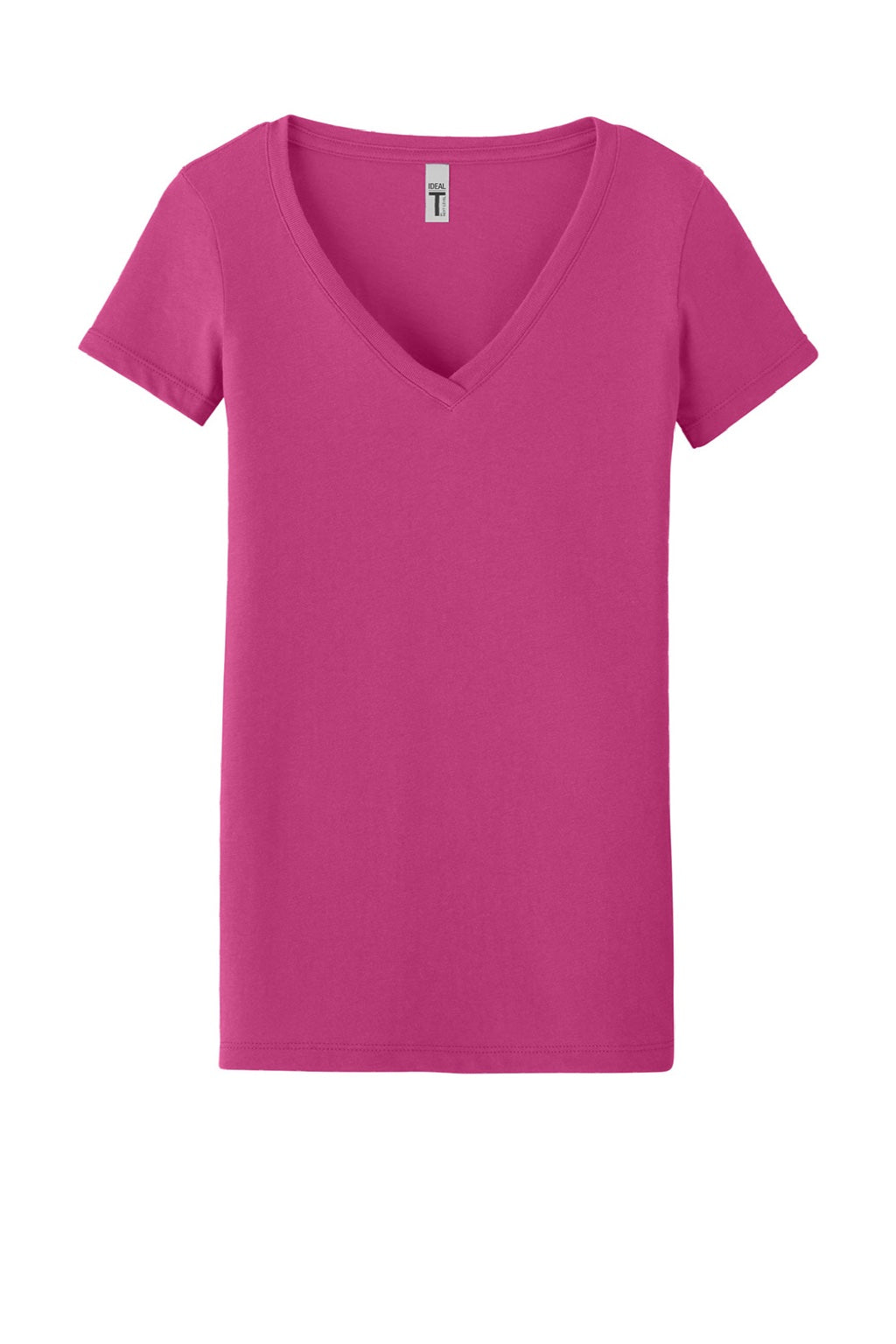 Next Level NL1540/1540 Womens Ideal Jersey Short Sleeve V-Neck T-Shirt Raspberry Pink Flat Front