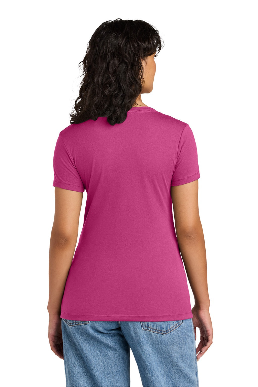 Next Level NL1540/1540 Womens Ideal Jersey Short Sleeve V-Neck T-Shirt Raspberry Pink Model Back