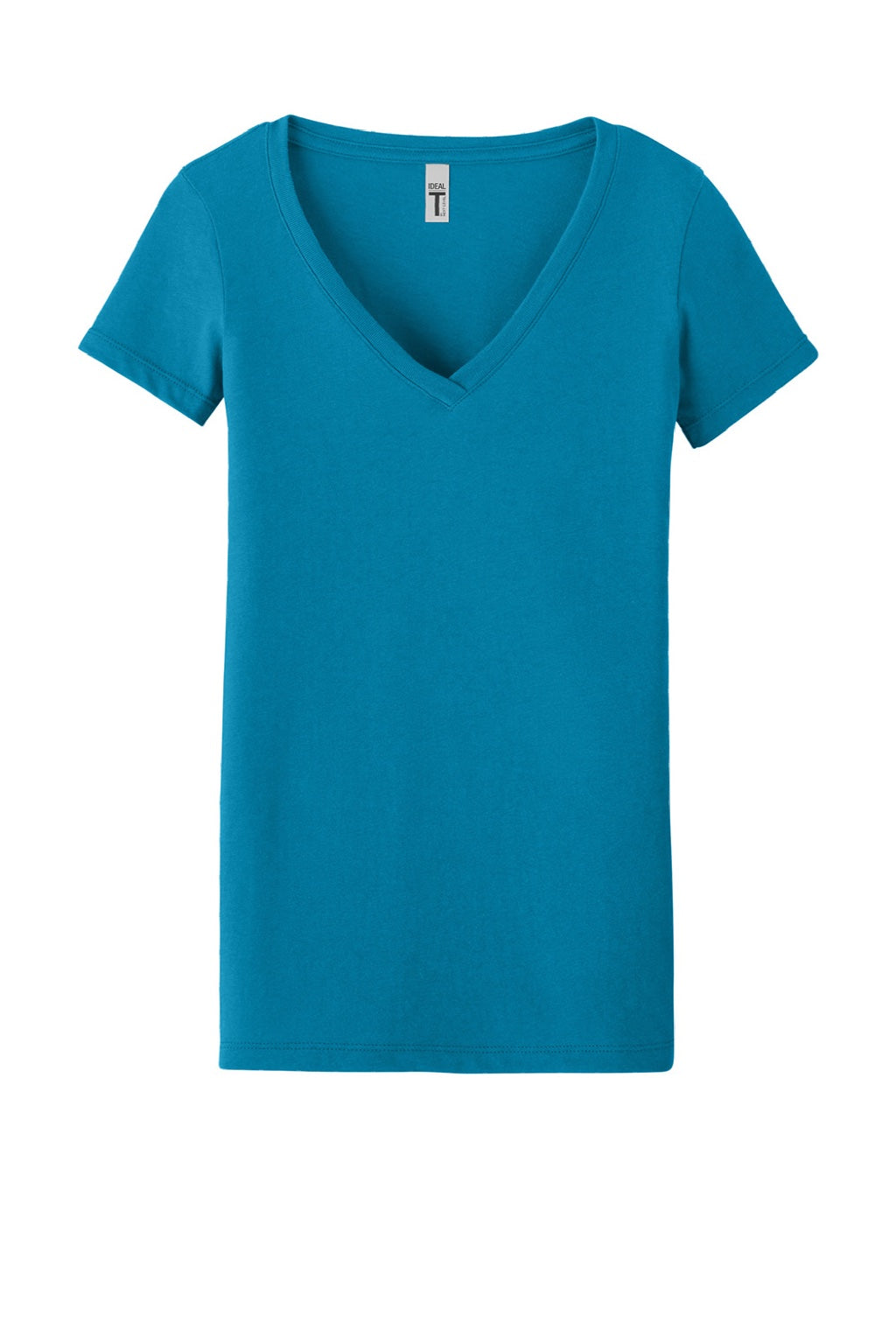 Next Level NL1540/1540 Womens Ideal Jersey Short Sleeve V-Neck T-Shirt Turquoise Blue Flat Front