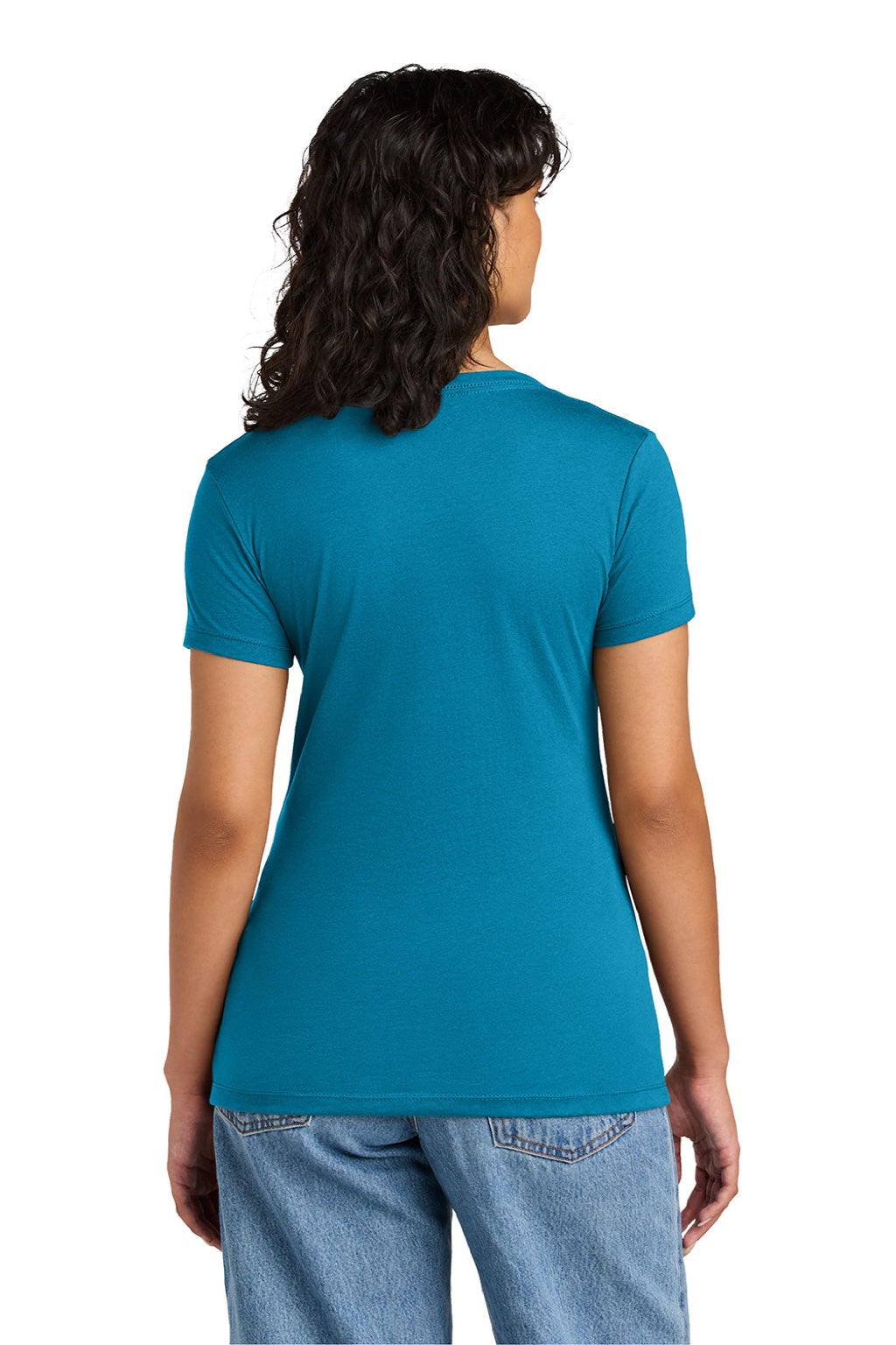 Next Level NL1540/1540 Womens Ideal Jersey Short Sleeve V-Neck T-Shirt Turquoise Blue Model Back