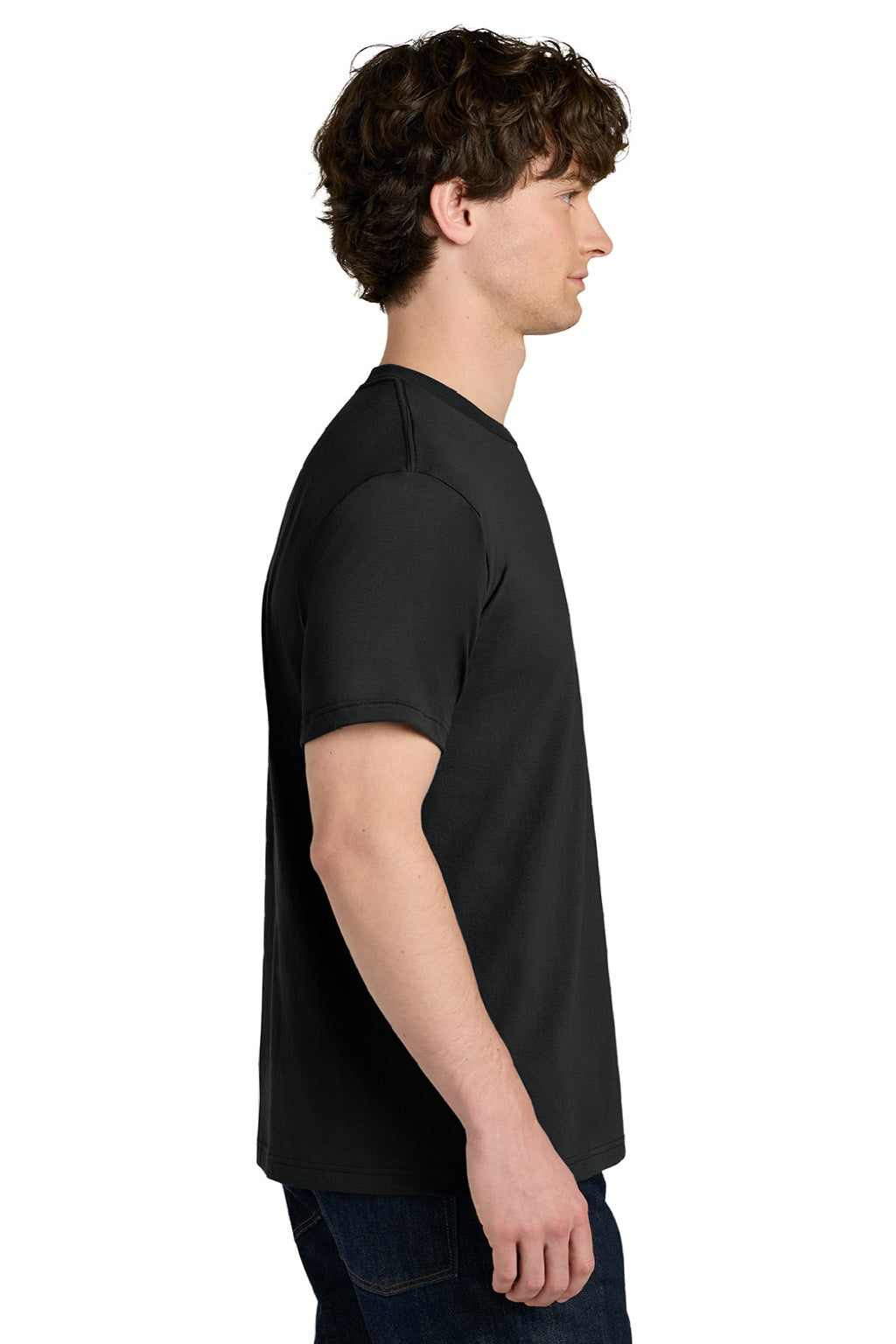Next Level NL1810 Mens Ideal Jersey Short Sleeve Crewneck T-Shirt Black Model Side