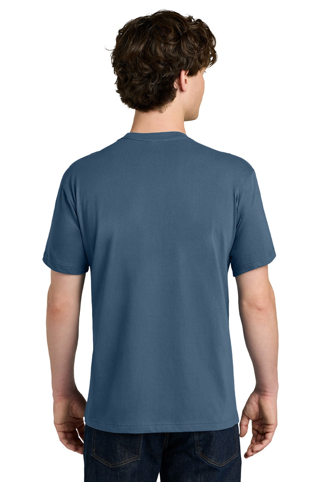 Next Level NL1810 Mens Ideal Jersey Short Sleeve Crewneck T-Shirt Blue Jean Model Back