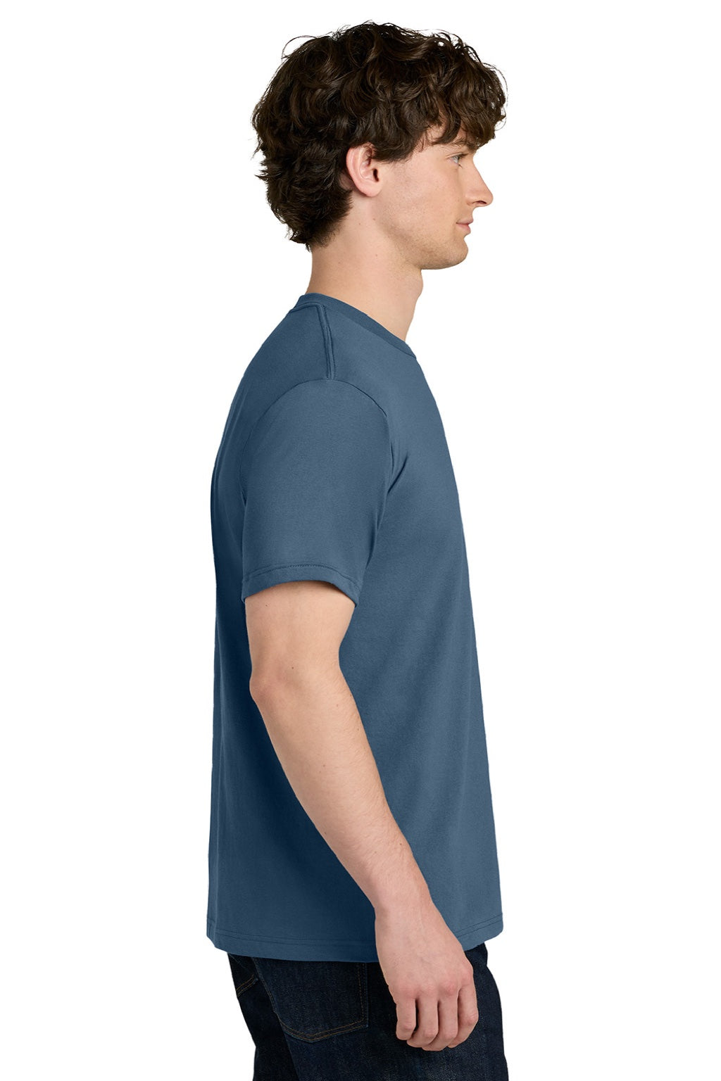 Next Level NL1810 Mens Ideal Jersey Short Sleeve Crewneck T-Shirt Blue Jean Model Side