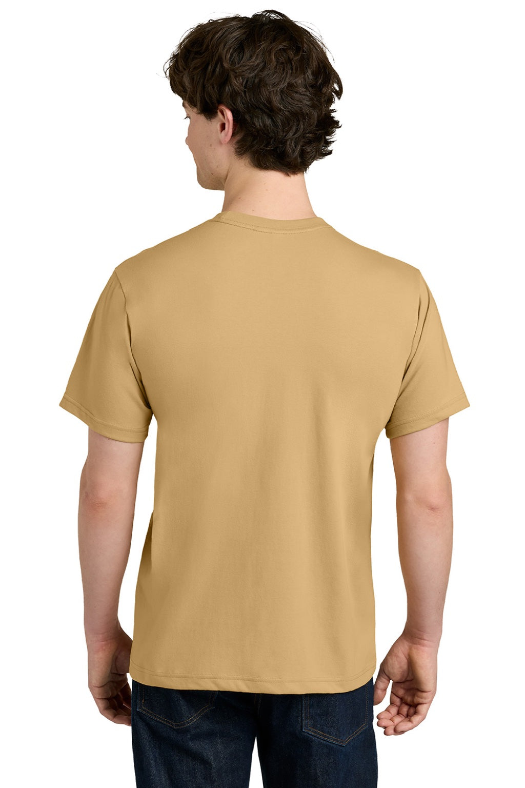 Next Level NL1810 Mens Ideal Jersey Short Sleeve Crewneck T-Shirt Camel Brown Model Back