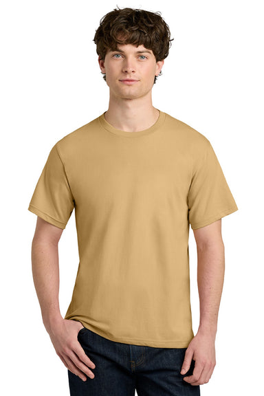 Next Level NL1810 Mens Ideal Jersey Short Sleeve Crewneck T-Shirt Camel Brown Model Front