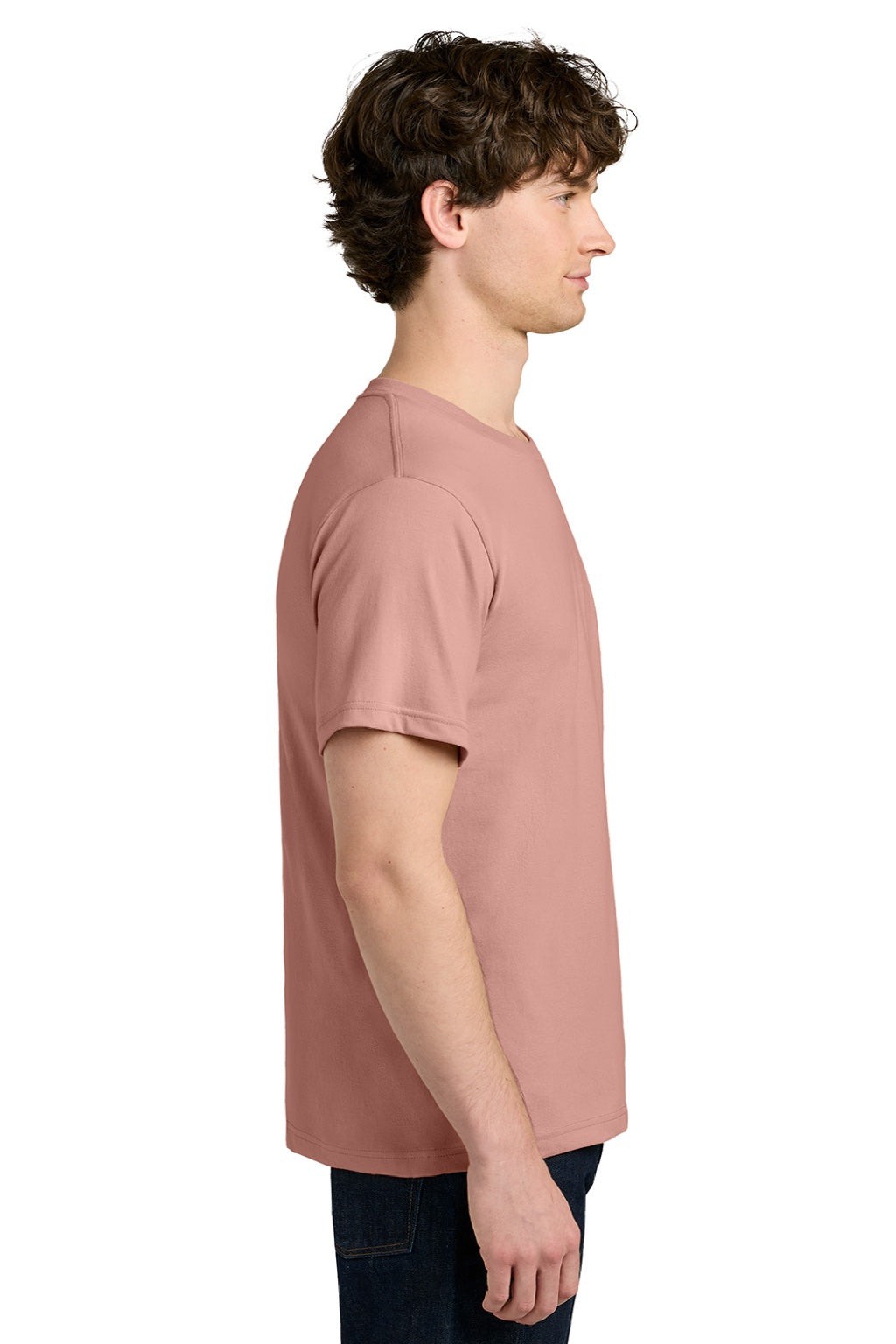 Next Level NL1810 Mens Ideal Jersey Short Sleeve Crewneck T-Shirt Desert Pink Model Side
