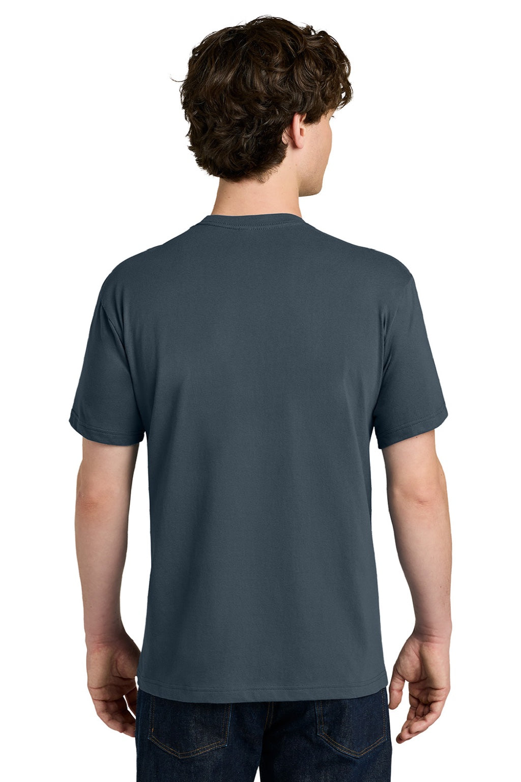 Next Level NL1810 Mens Ideal Jersey Short Sleeve Crewneck T-Shirt Harbor Blue Model Back
