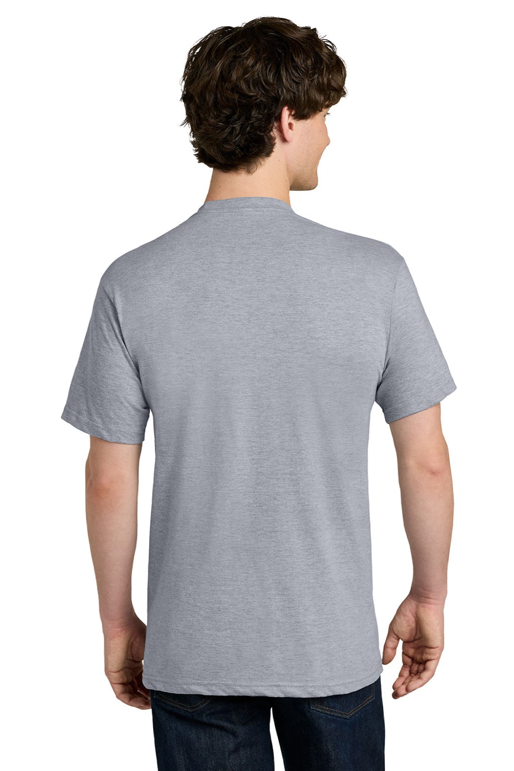 Next Level NL1810 Mens Ideal Jersey Short Sleeve Crewneck T-Shirt Heather Grey Model Back
