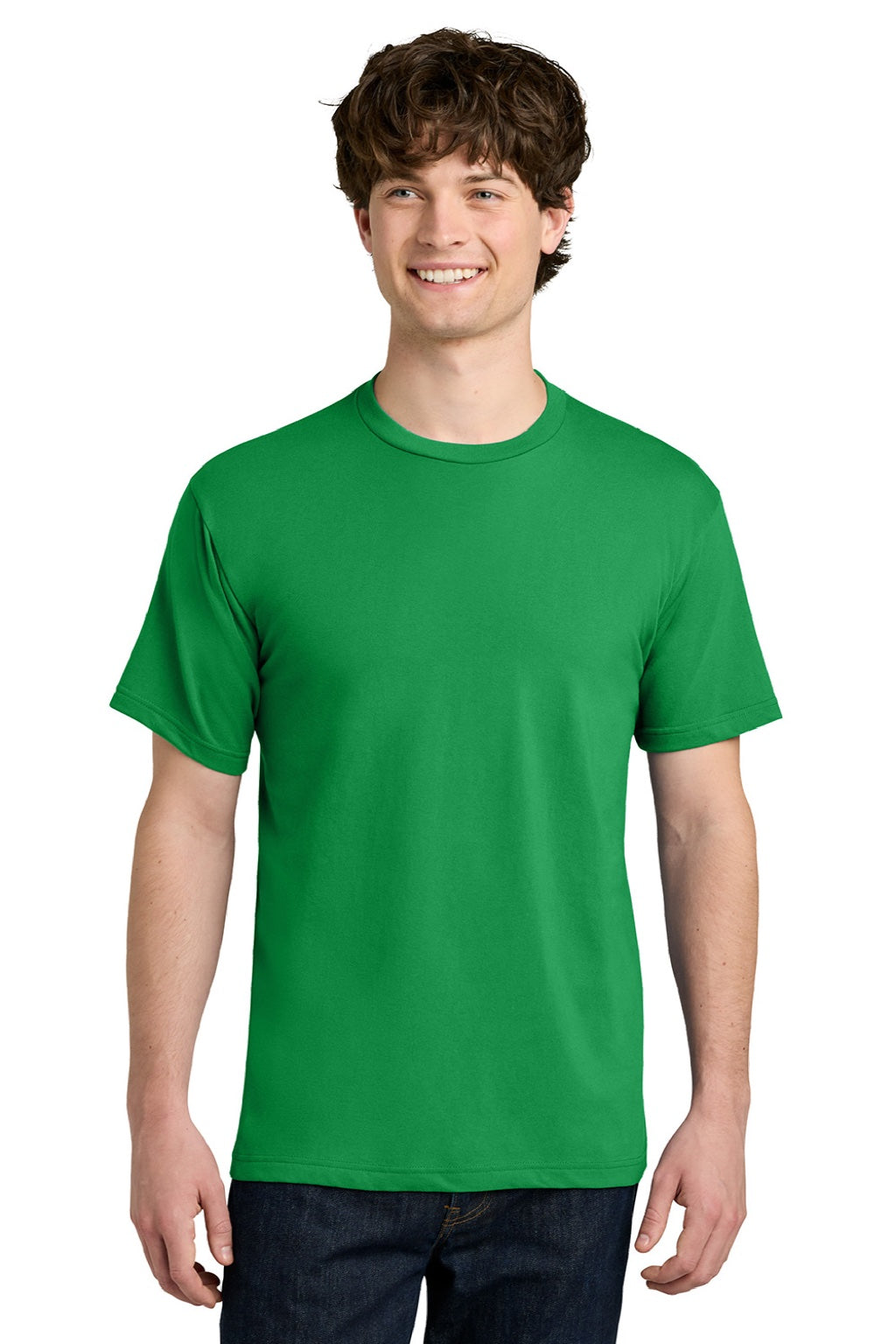 Next Level NL1810 Mens Ideal Jersey Short Sleeve Crewneck T-Shirt Kelly Green Model Front