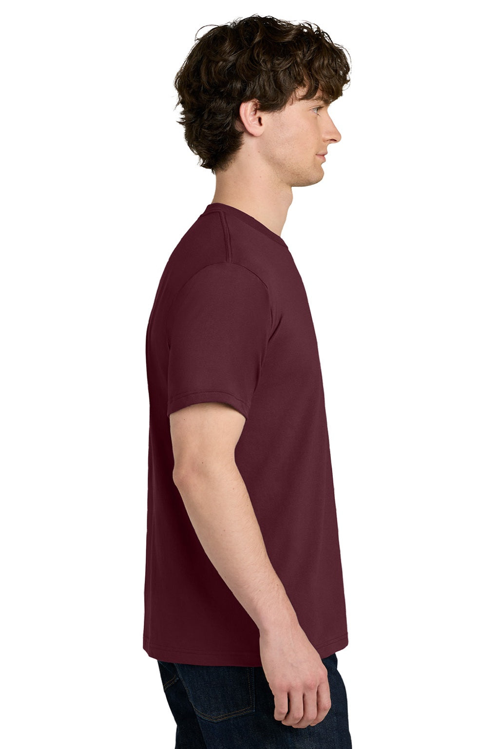 Next Level NL1810 Mens Ideal Jersey Short Sleeve Crewneck T-Shirt Maroon Model Side