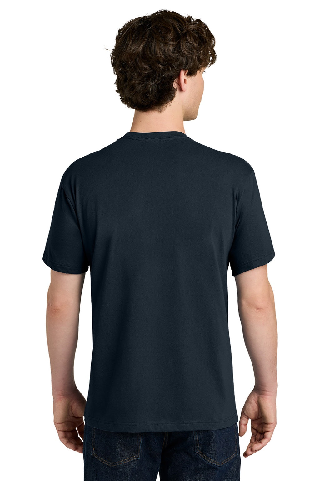Next Level NL1810 Mens Ideal Jersey Short Sleeve Crewneck T-Shirt Midnight Navy Blue Model Back