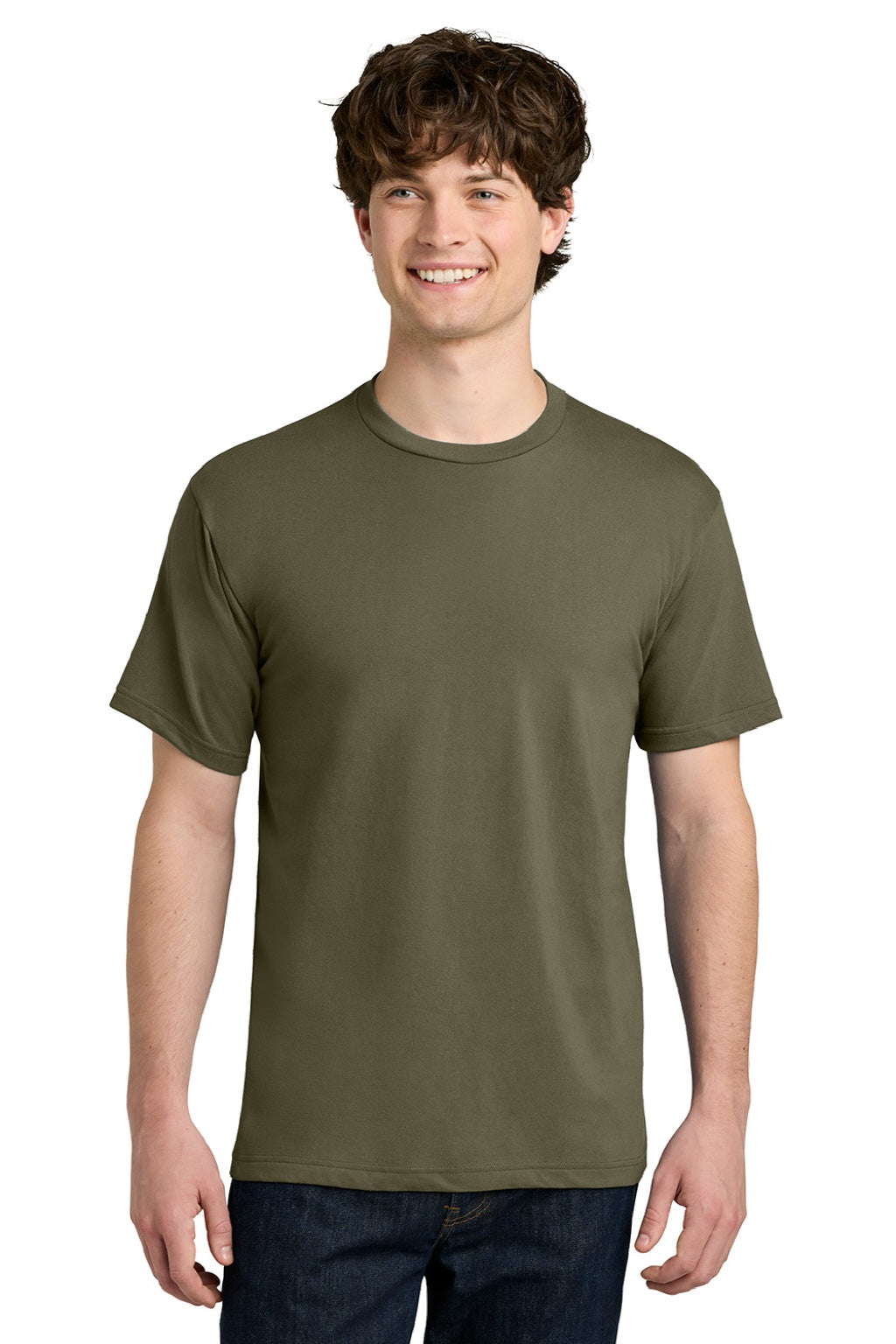 Next Level NL1810 Mens Ideal Jersey Short Sleeve Crewneck T-Shirt Military Green Model Front