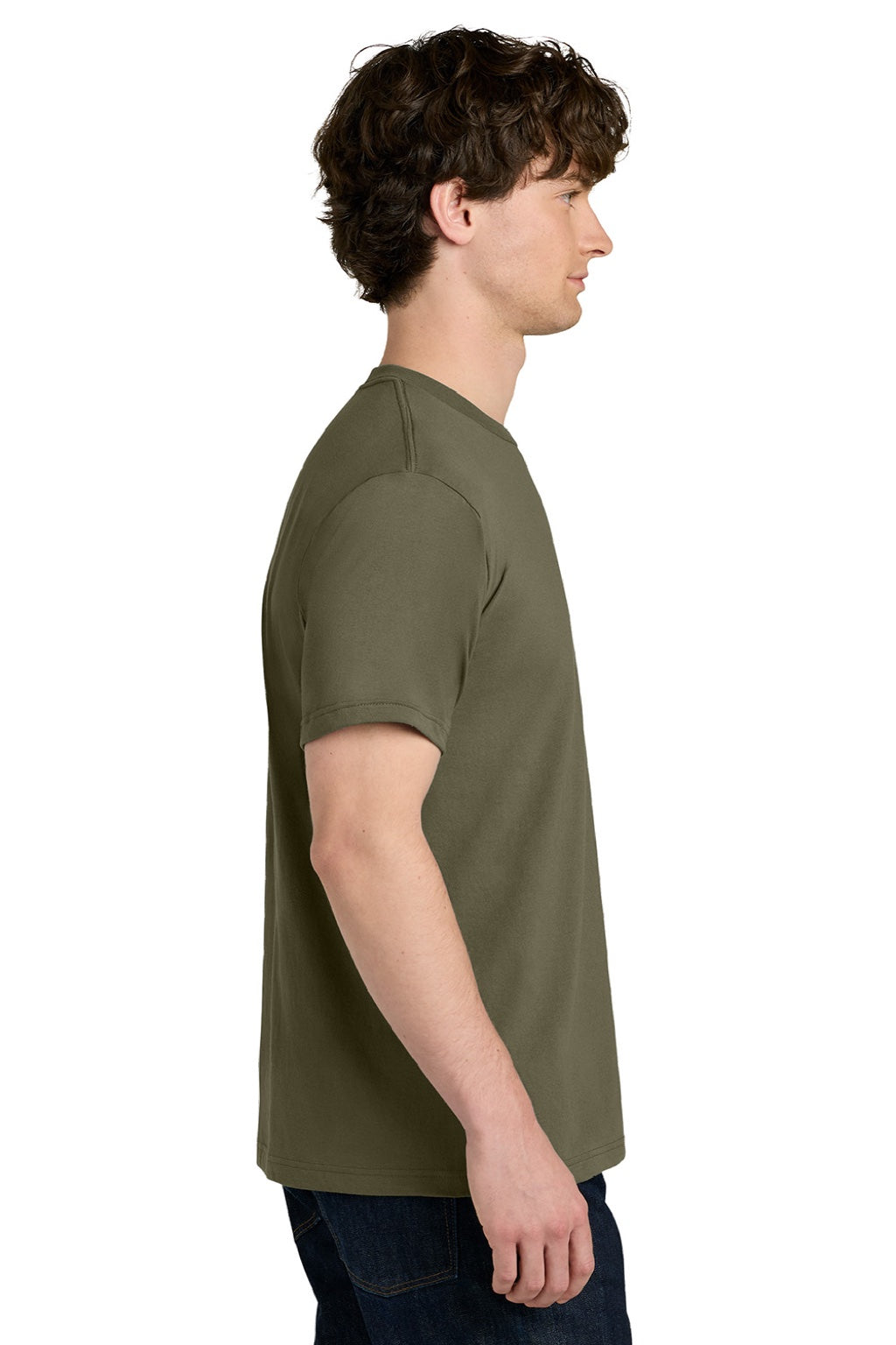 Next Level NL1810 Mens Ideal Jersey Short Sleeve Crewneck T-Shirt Military Green Model Side