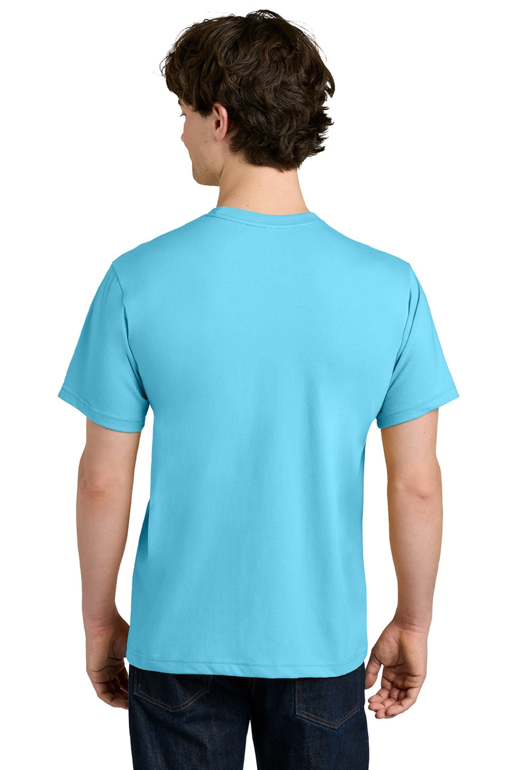 Next Level NL1810 Mens Ideal Jersey Short Sleeve Crewneck T-Shirt Pacific Blue Model Back
