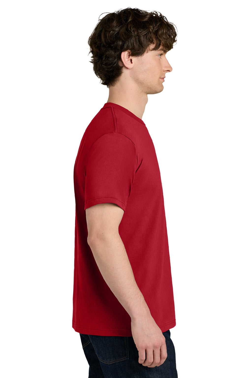 Next Level NL1810 Mens Ideal Jersey Short Sleeve Crewneck T-Shirt Red Model Side