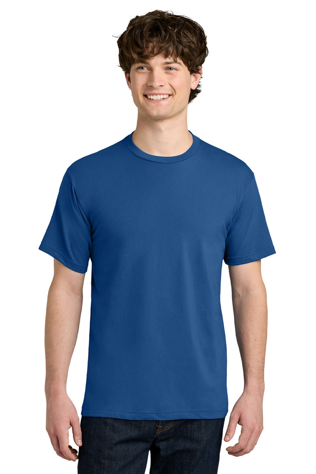 Next Level NL1810 Mens Ideal Jersey Short Sleeve Crewneck T-Shirt Royal Blue Model Front