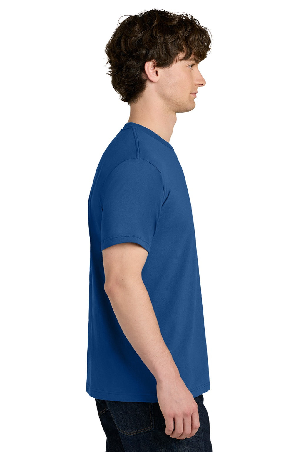 Next Level NL1810 Mens Ideal Jersey Short Sleeve Crewneck T-Shirt Royal Blue Model Side