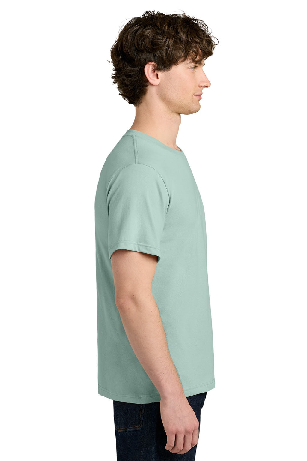 Next Level NL1810 Mens Ideal Jersey Short Sleeve Crewneck T-Shirt Seafoam Green Model Side