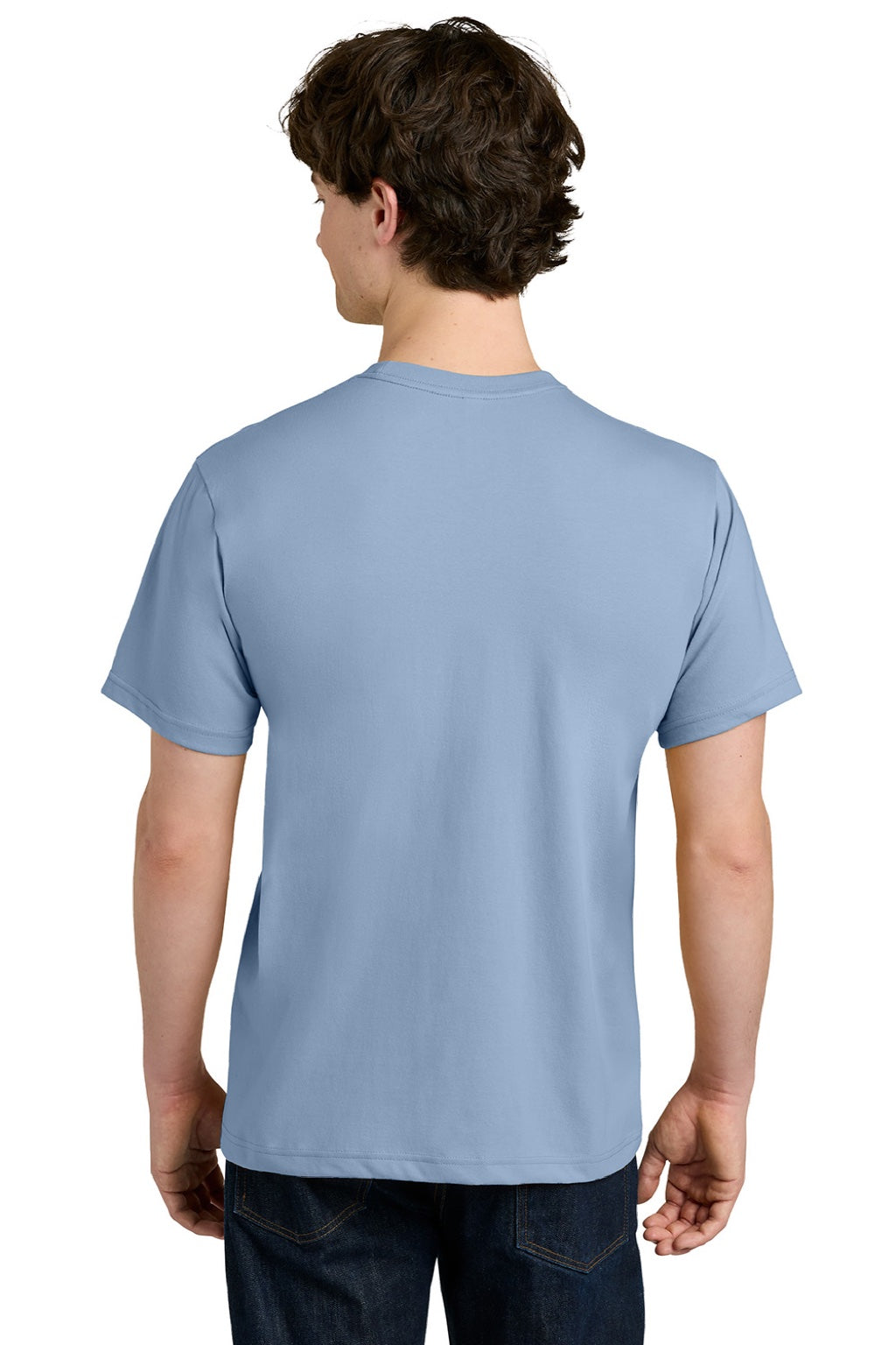 Next Level NL1810 Mens Ideal Jersey Short Sleeve Crewneck T-Shirt Stonewash Denim Blue Model Back