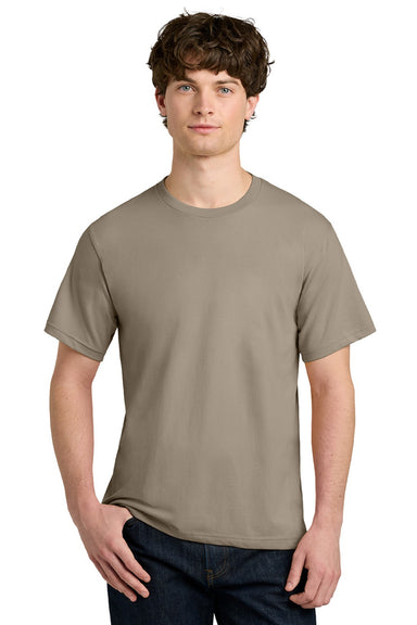Next Level NL1810 Mens Ideal Jersey Short Sleeve Crewneck T-Shirt Tan Model Front