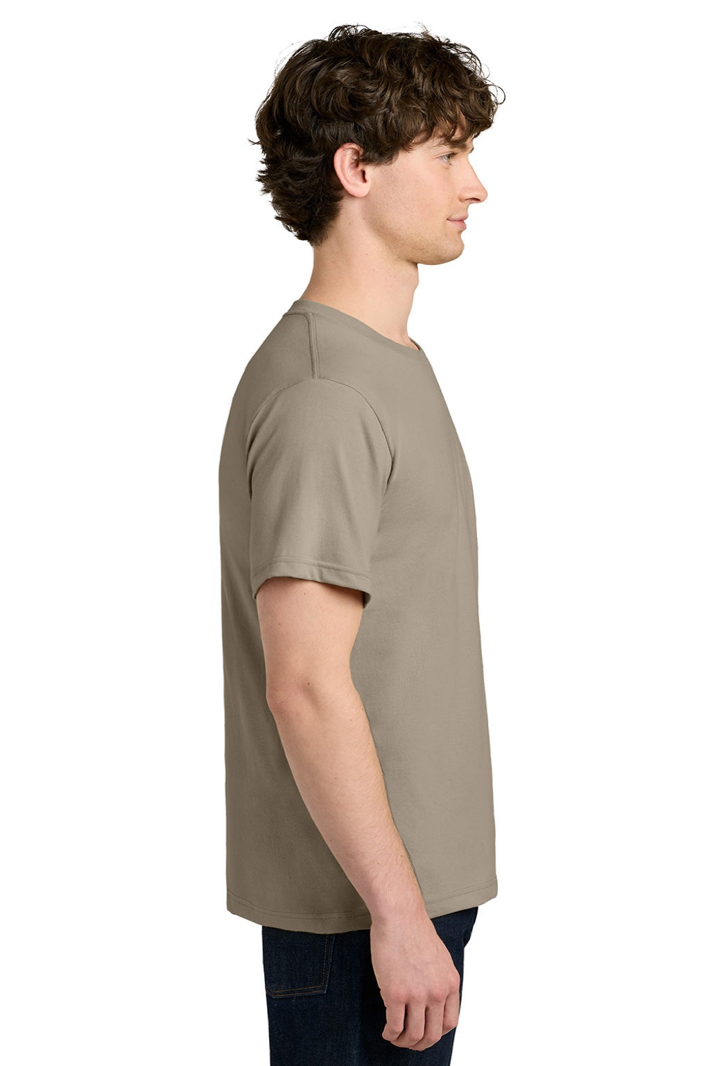 Next Level NL1810 Mens Ideal Jersey Short Sleeve Crewneck T-Shirt Tan Model Side