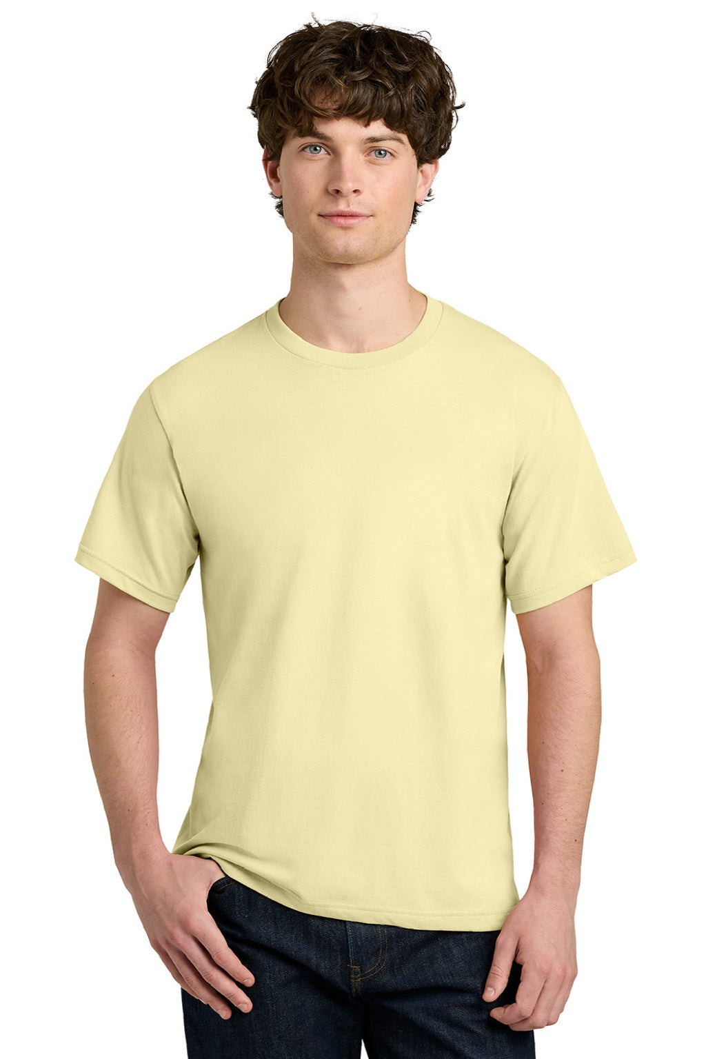 Next Level NL1810 Mens Ideal Jersey Short Sleeve Crewneck T-Shirt Vintage Yellow Model Front