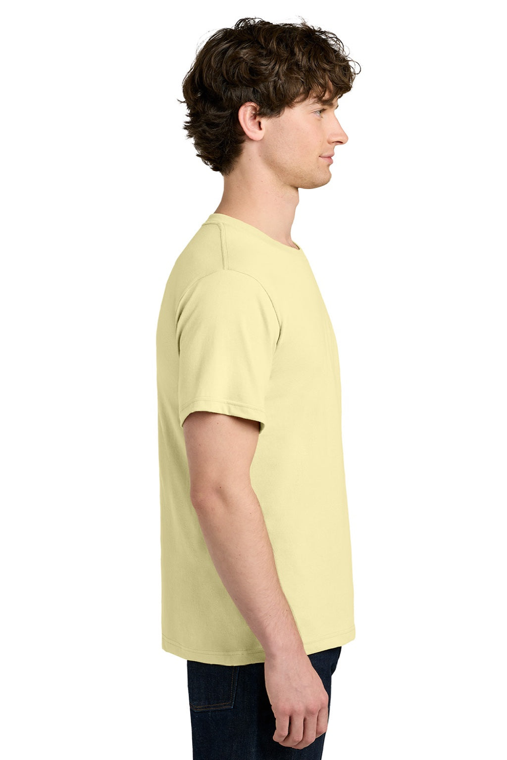 Next Level NL1810 Mens Ideal Jersey Short Sleeve Crewneck T-Shirt Vintage Yellow Model Side