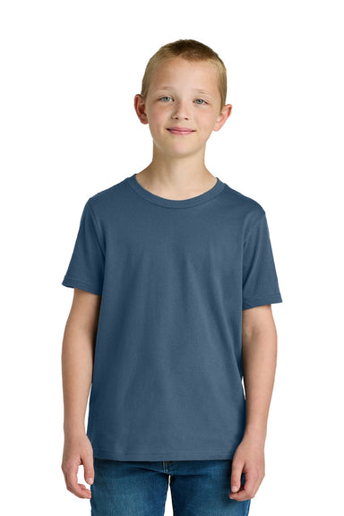 Next Level 3310 Youth Fine Jersey Short Sleeve Crewneck T-Shirt Blue Jean Model Front