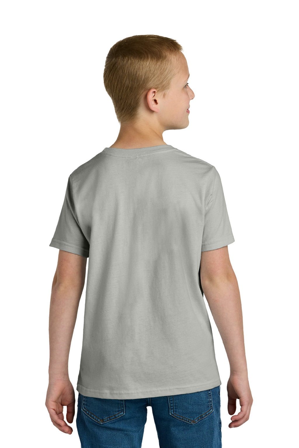 Next Level 3310 Youth Fine Jersey Short Sleeve Crewneck T-Shirt Light Grey Model Back