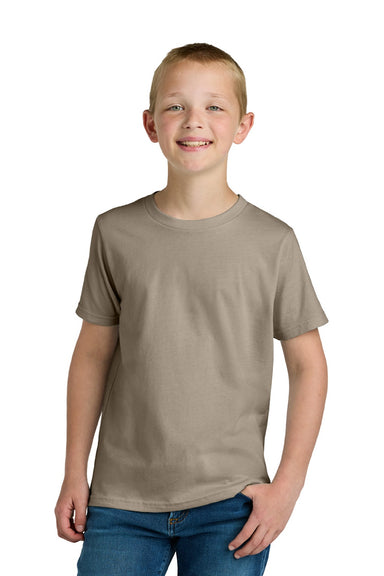 Next Level 3310 Youth Fine Jersey Short Sleeve Crewneck T-Shirt Tan Model Front