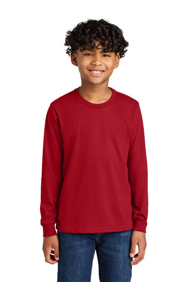 Next Level 3311 Youth Long Sleeve Crewneck T-Shirt Red Model Front
