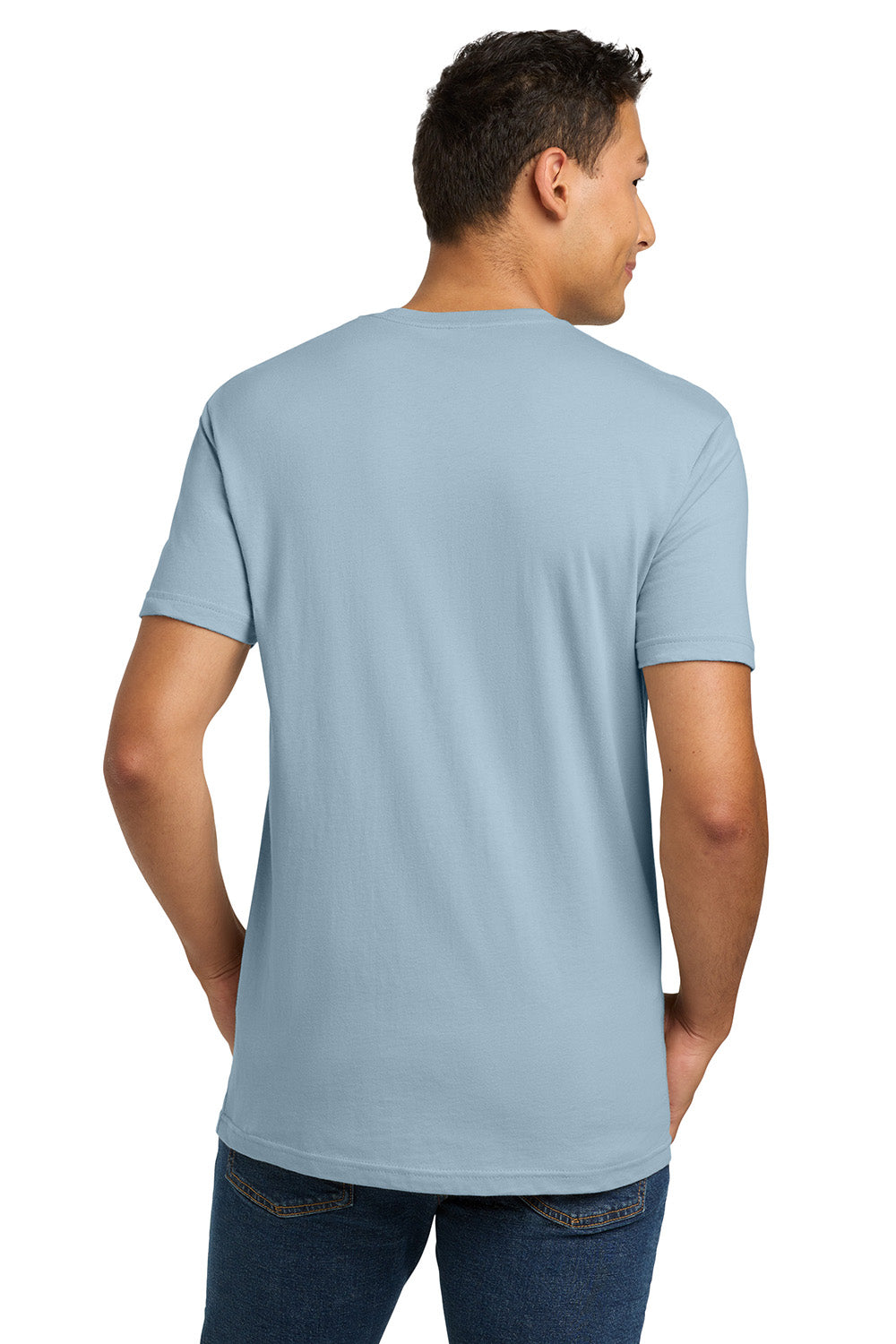 Next Level NL3600/3600 Mens Fine Jersey Short Sleeve Crewneck T-Shirt Stonewash Denim Blue Model Back