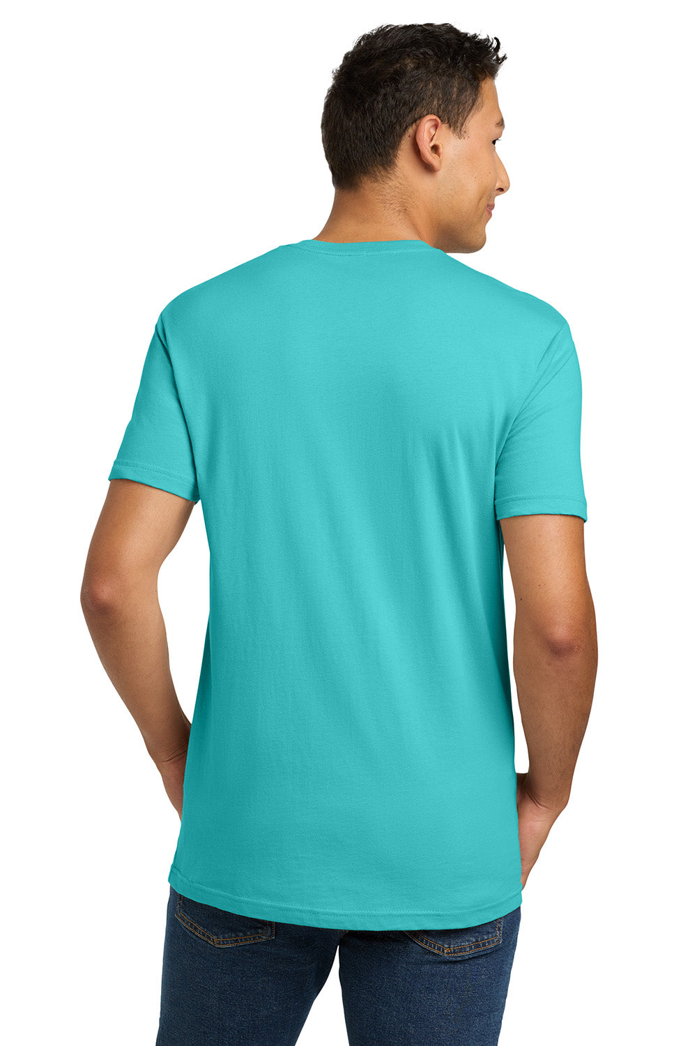 Next Level NL3600/3600 Mens Fine Jersey Short Sleeve Crewneck T-Shirt Tahiti Blue Model Back