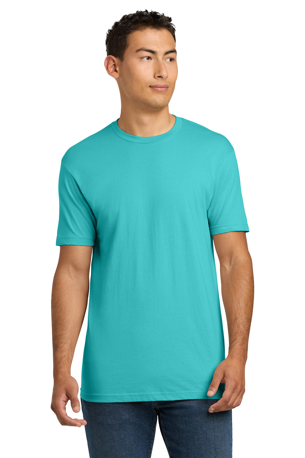 Next Level NL3600/3600 Mens Fine Jersey Short Sleeve Crewneck T-Shirt Tahiti Blue Model Front