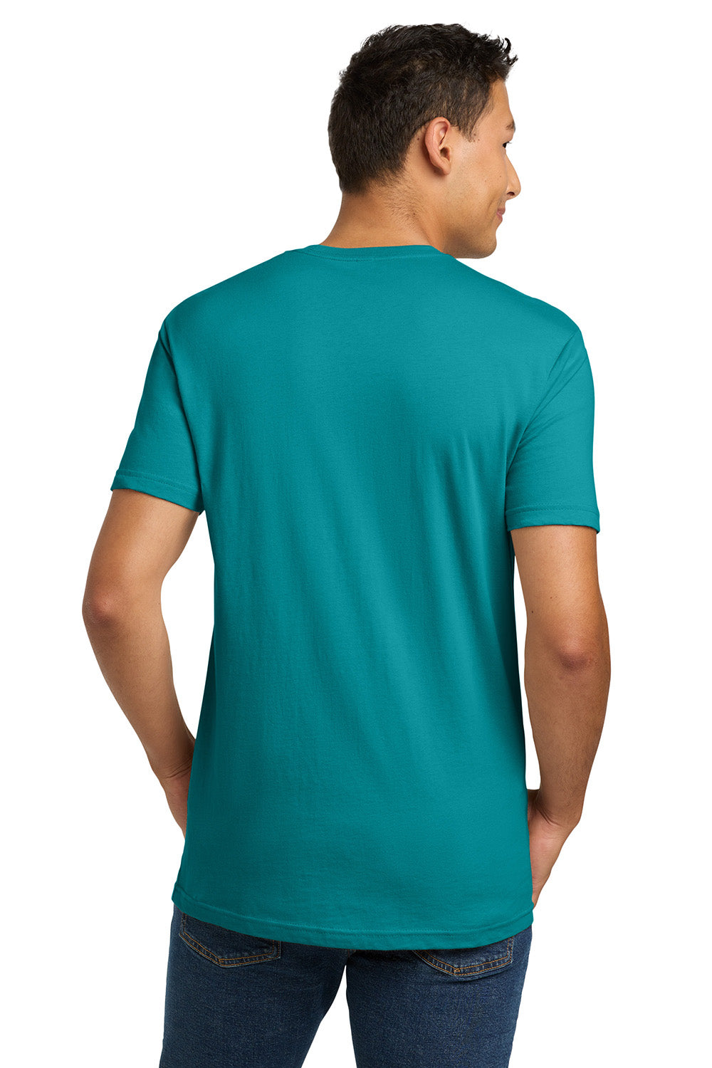 Next Level NL3600/3600 Mens Fine Jersey Short Sleeve Crewneck T-Shirt Teal Blue Model Back