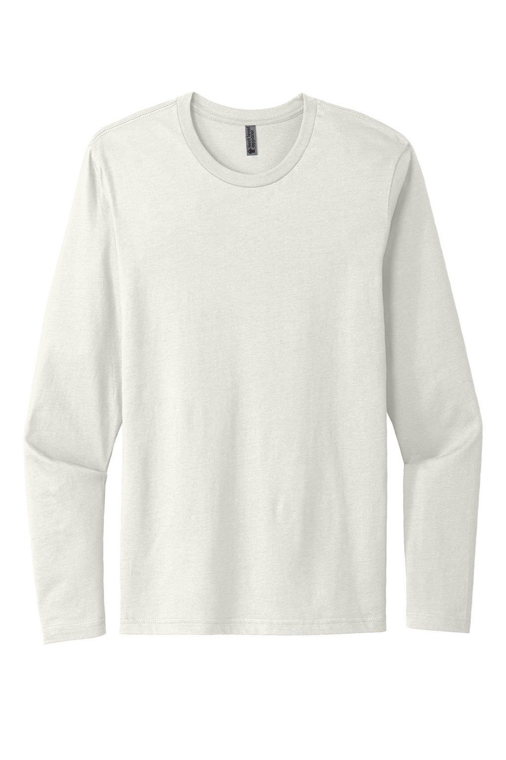 Next Level NL3601/N3601/3601 Mens Fine Jersey Long Sleeve Crewneck T-Shirt Natural Flat Front