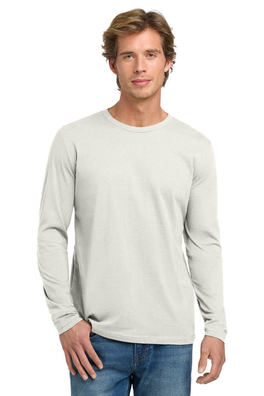 Next Level NL3601/N3601/3601 Mens Fine Jersey Long Sleeve Crewneck T-Shirt Natural Model Front