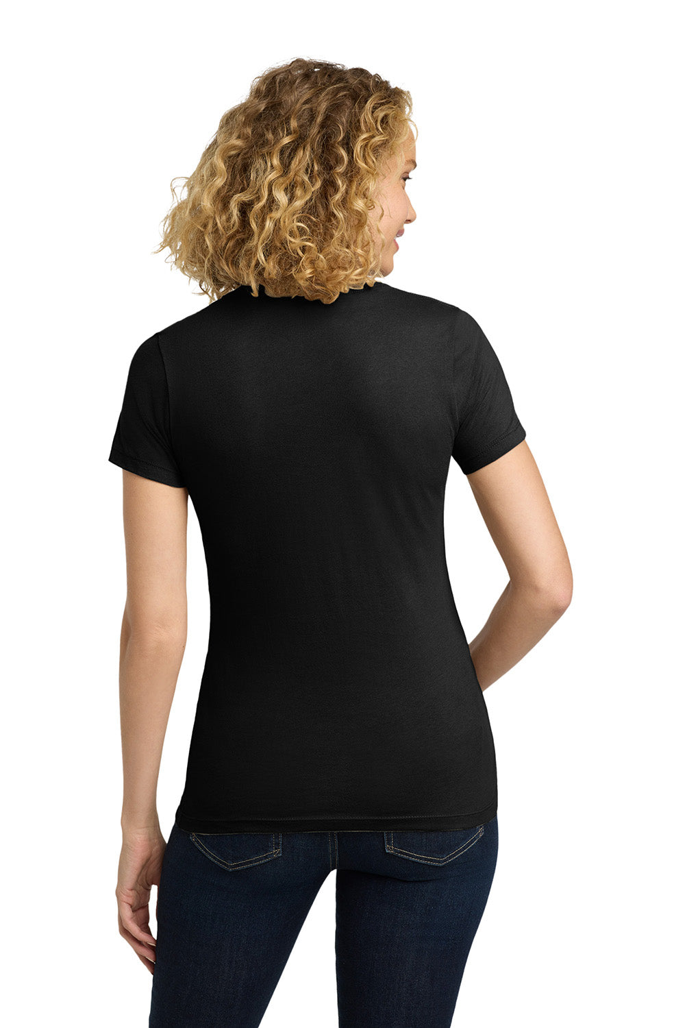 Next Level NL3900/N3900/3900 Womens Boyfriend Fine Jersey Short Sleeve Crewneck T-Shirt Black Model Back