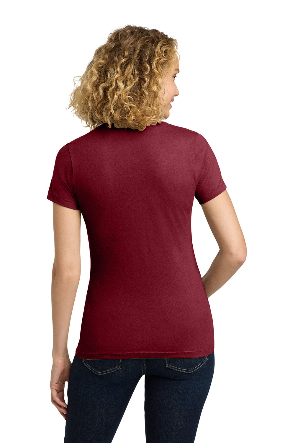 Next Level NL3900/N3900/3900 Womens Boyfriend Fine Jersey Short Sleeve Crewneck T-Shirt Cardinal Red Model Back