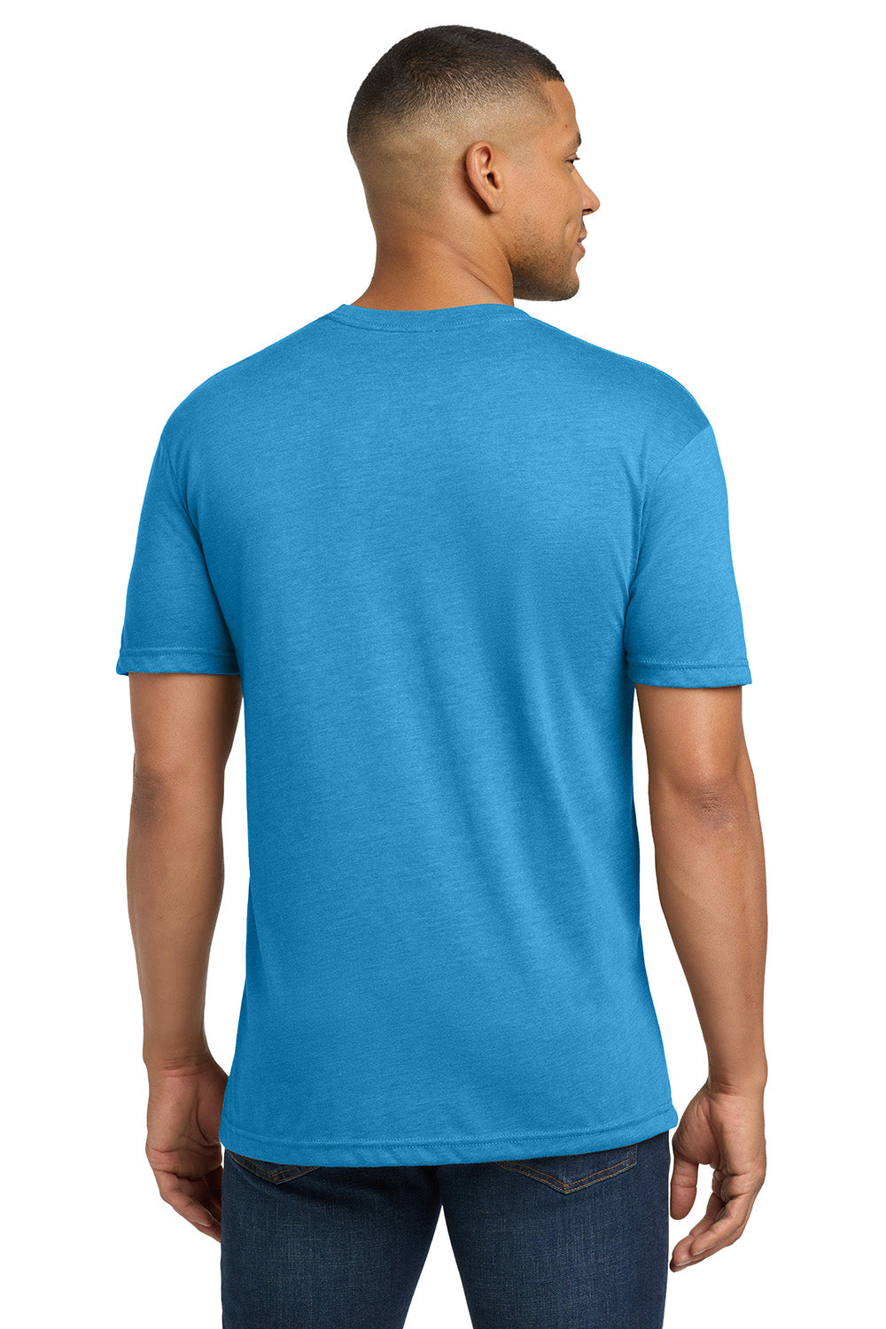 Next Level NL6010/6010 Mens Jersey Short Sleeve Crewneck T-Shirt Vintage Turquoise Blue Model Back